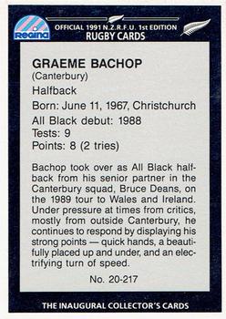 1991 Regina NZRFU 1st Edition #20 Graeme Bachop Back